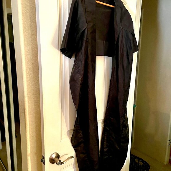 Calvin Klein Fancy Draping Dressy Black Satin Boa Scarf Shawl Sleeves Unique - Picture 3 of 7